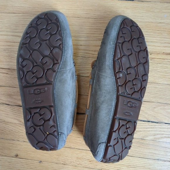 Ugg Moccasin Slip On Leather Sheepskin Blue Gray Size 8 - Picture 8 of 8